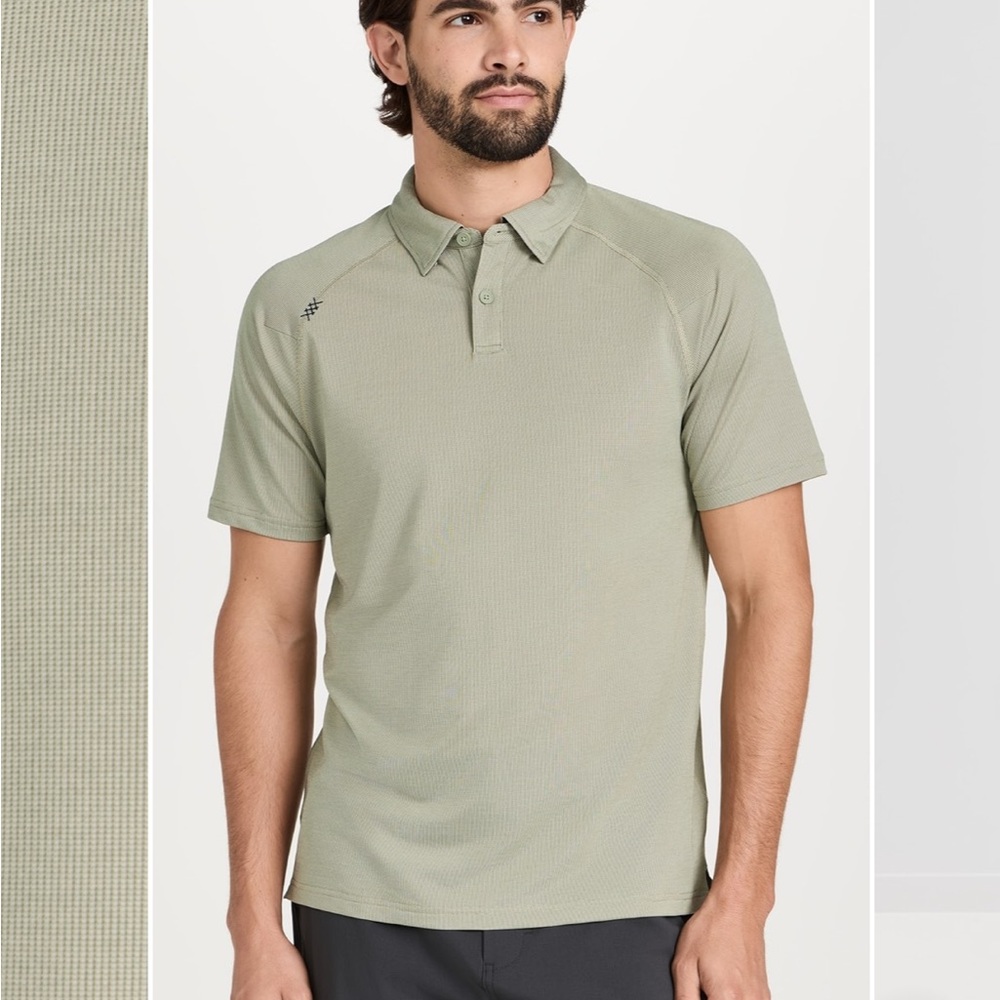 RHONE Sz M Delta Pique Polo in Olivine/Seagrass Green